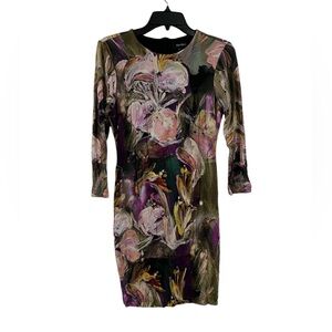 Karen Kane Painted Floral Viscose Sheath Dress